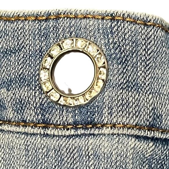Boston Proper Womens Y2K Flare Studded Chain Rhinestone Jeans Stretch Womens 14 - Picture 12 of 16